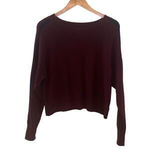 American Eagle Knit Sweater Stripes Down the Sleeves Burgundy Size Small